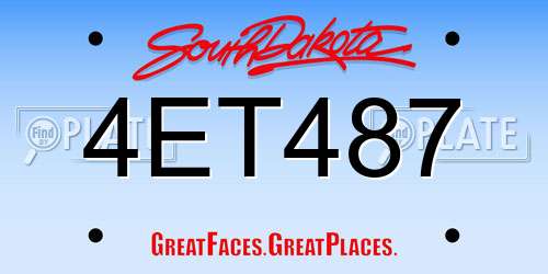 4ET487 South Dakota License Plate