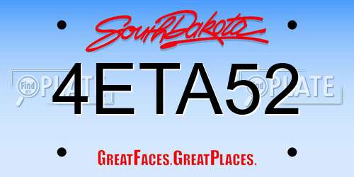 4ETA52 South Dakota License Plate