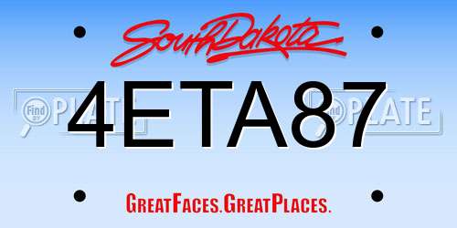 4ETA87 South Dakota License Plate
