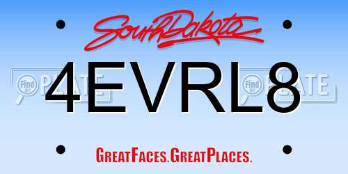4EVRL8 South Dakota License Plate