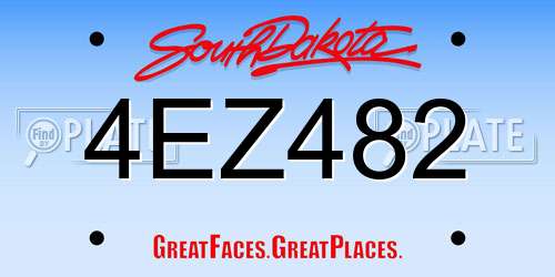 4EZ482 South Dakota License Plate
