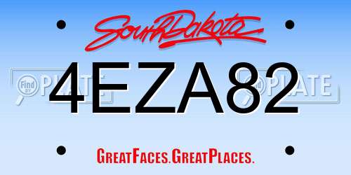 4EZA82 South Dakota License Plate