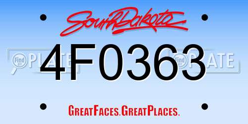 4F0363 South Dakota License Plate