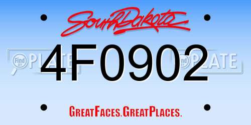 4F0902 South Dakota License Plate