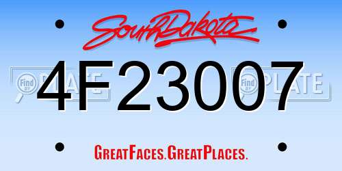4F23007 South Dakota License Plate