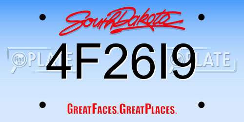 4F26I9 South Dakota License Plate