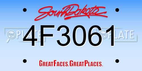 4F3061 South Dakota License Plate