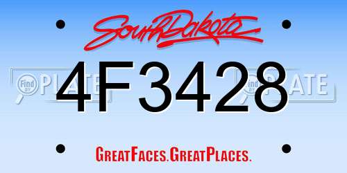 4F3428 South Dakota License Plate