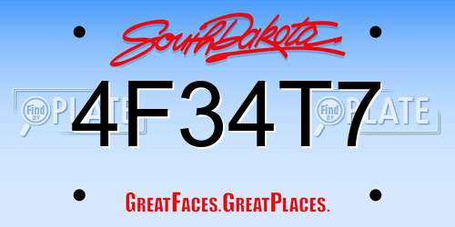 4F34T7 South Dakota License Plate
