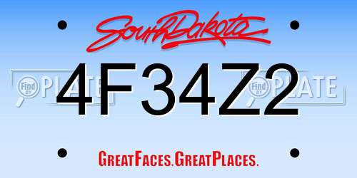 4F34Z2 South Dakota License Plate