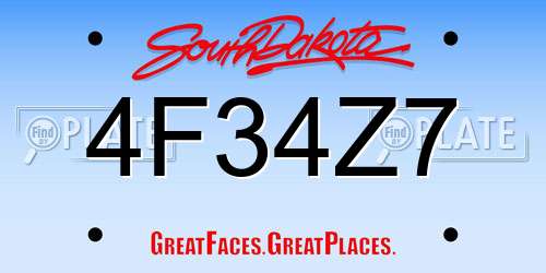 4F34Z7 South Dakota License Plate
