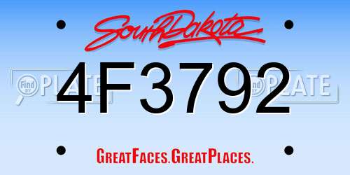 4F3792 South Dakota License Plate