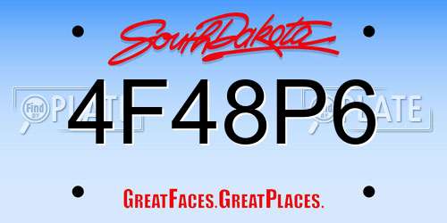 4F48P6 South Dakota License Plate
