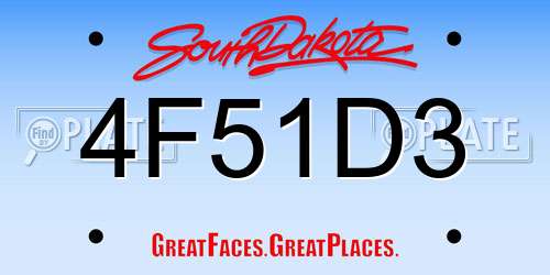 4F51D3 South Dakota License Plate