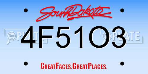 4F51O3 South Dakota License Plate