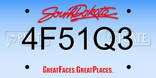 4F51Q3 South Dakota License Plate