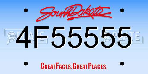 4F55555 South Dakota License Plate