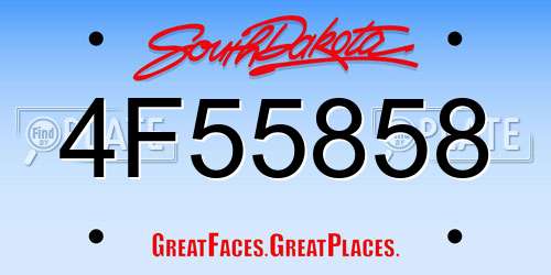 4F55858 South Dakota License Plate