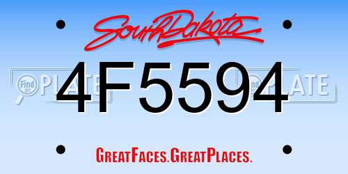 4F5594 South Dakota License Plate