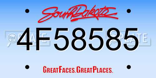 4F58585 South Dakota License Plate