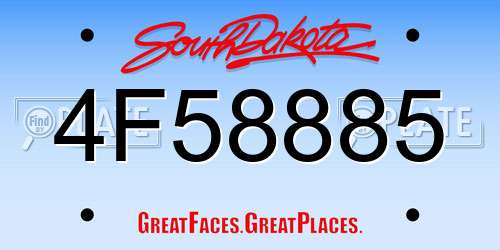 4F58885 South Dakota License Plate