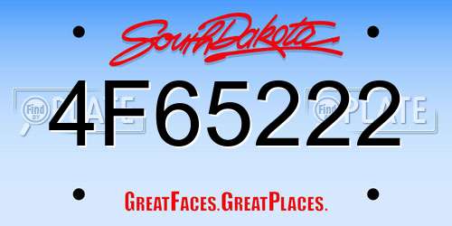4F65222 South Dakota License Plate