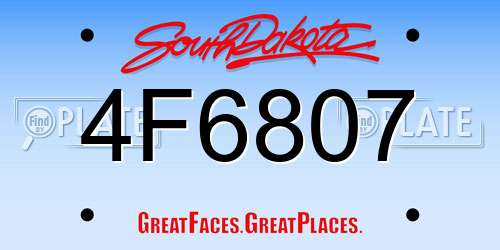 4F6807 South Dakota License Plate
