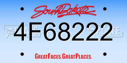 4F68222 South Dakota License Plate