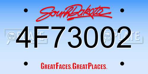 4F73002 South Dakota License Plate