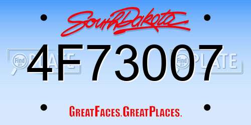 4F73007 South Dakota License Plate