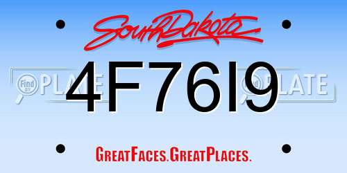 4F76I9 South Dakota License Plate