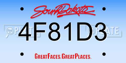 4F81D3 South Dakota License Plate