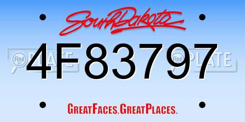 4F83797 South Dakota License Plate