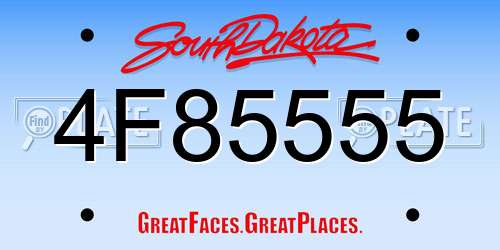 4F85555 South Dakota License Plate