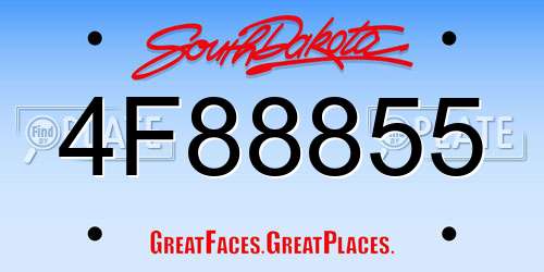 4F88855 South Dakota License Plate