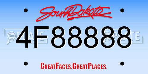 4F88888 South Dakota License Plate