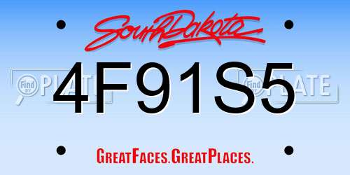 4F91S5 South Dakota License Plate