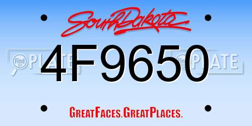 4F9650 South Dakota License Plate