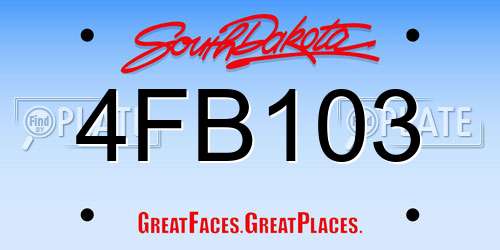 4FB103 South Dakota License Plate