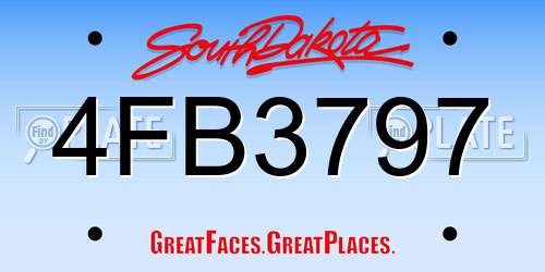 4FB3797 South Dakota License Plate
