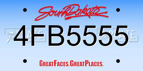 4FB5555 South Dakota License Plate