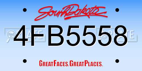 4FB5558 South Dakota License Plate