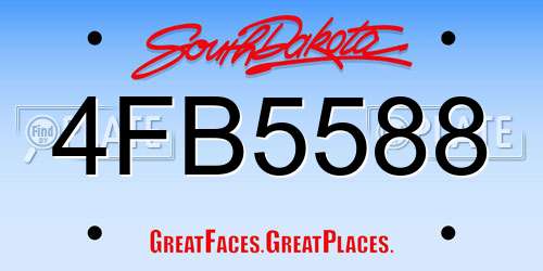 4FB5588 South Dakota License Plate