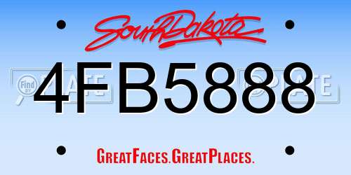 4FB5888 South Dakota License Plate