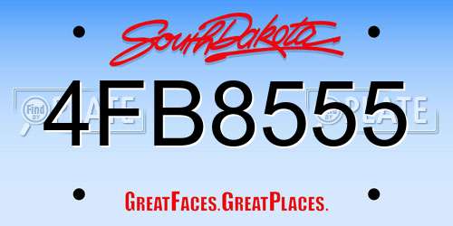 4FB8555 South Dakota License Plate