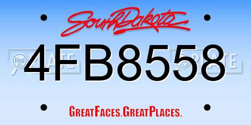 4FB8558 South Dakota License Plate