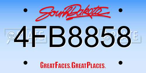 4FB8858 South Dakota License Plate