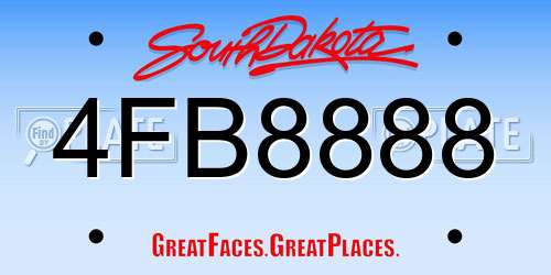 4FB8888 South Dakota License Plate