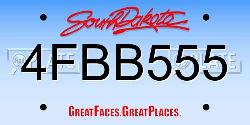4FBB555 South Dakota License Plate