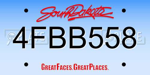 4FBB558 South Dakota License Plate